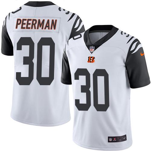 Nike Bengals #30 Cedric Peerman White Men's Stitched NFL Limited Rush Jersey